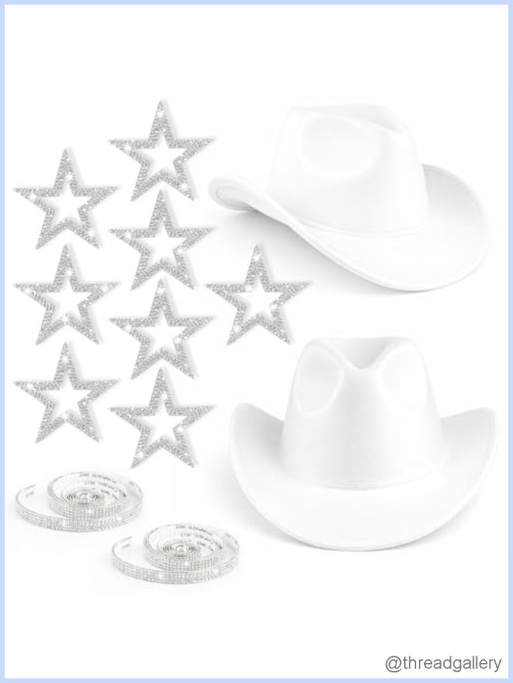 Rhinestone Cowgirl Hat 2 Pack DIY Felt Bachelorette Party Western Hat Set